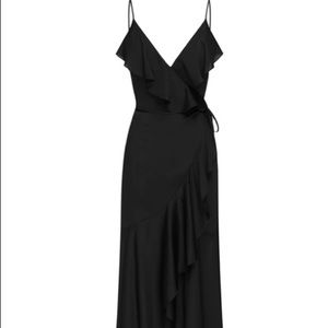 Shona Joy Luxe Bias Frill Wrap Dress black